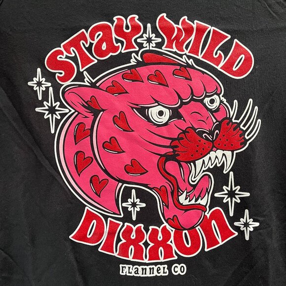 DIXXON Flannel Co Stay Wild Racer Back Graphic Women's T Shirt Black NEW Small - Picture 1 of 5